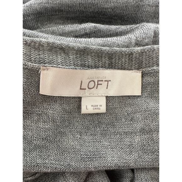 Ann Taylor LOFT Womens Large Blue Gray Long Cardigan Open Front Sweater - Picture 3 of 8